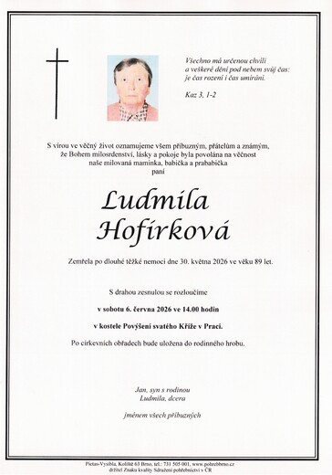 Rozloučení s paní Ludmilou Hofírkovou